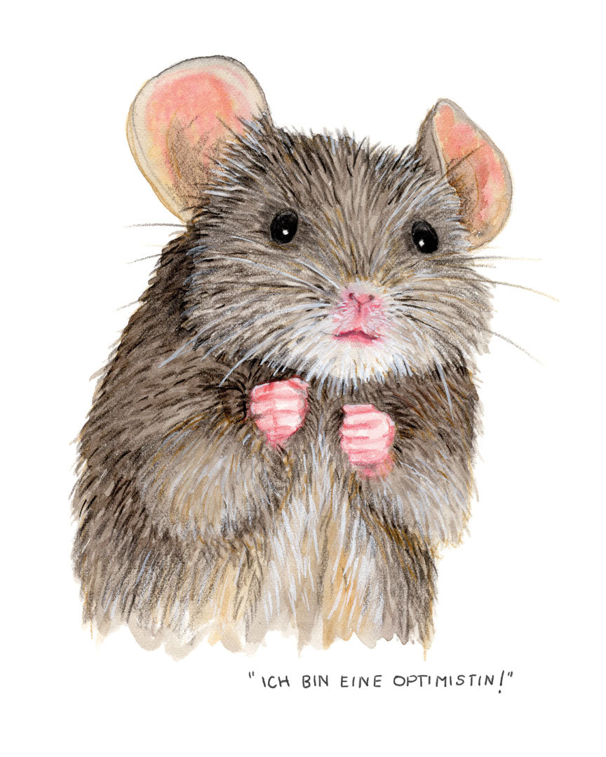 Fine Art Print of a cute mouse | Watercolor | Gift for best friend | 14x17cm/ ca 5.5x6.7" on thick watercolor paper