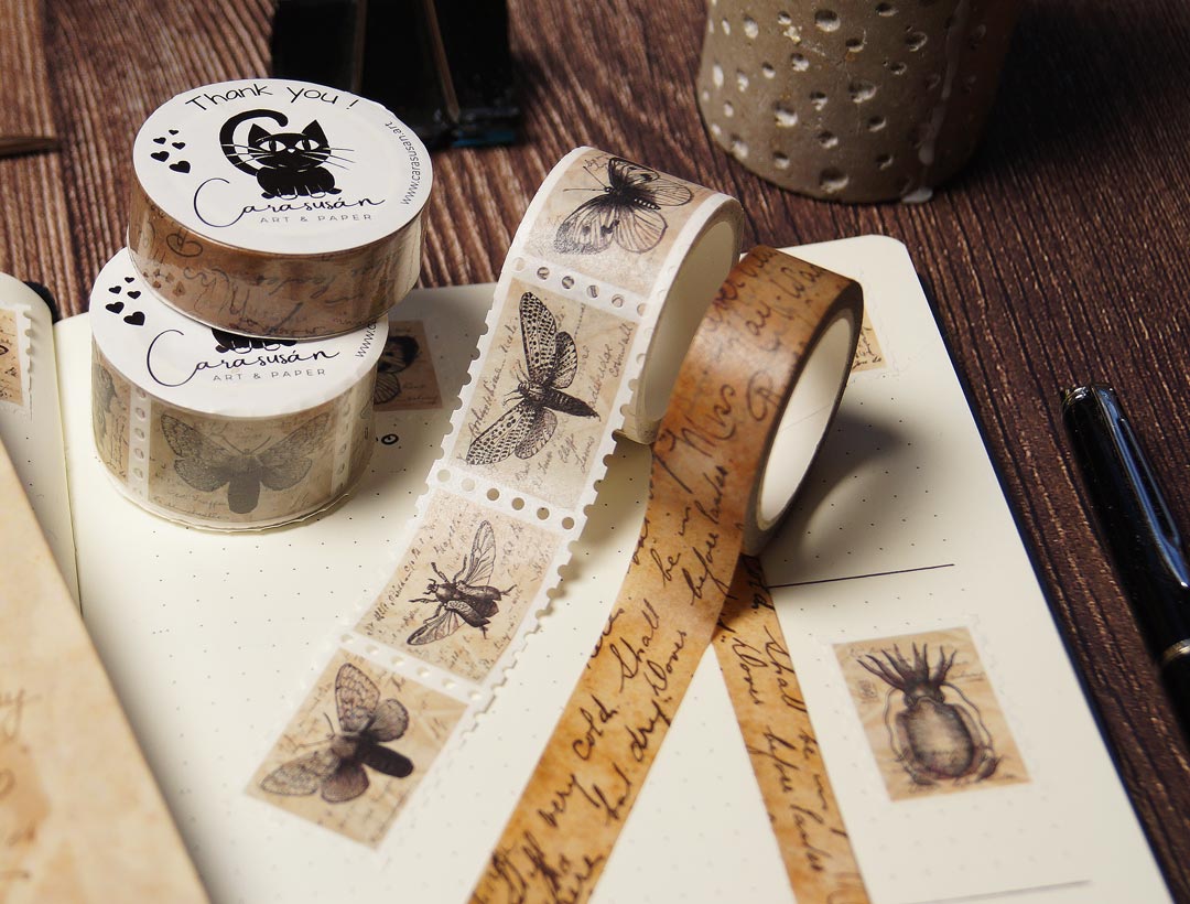 Washi Tape Set Dark Academia | Schmetterlinge + Scriptures